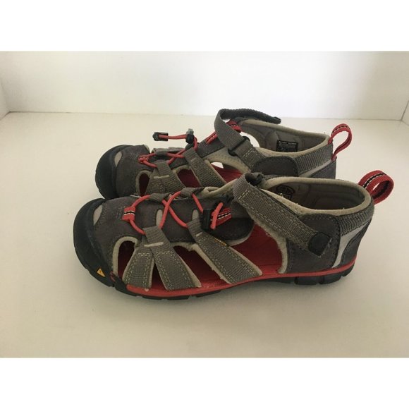 Keen Seacamp II Shoes Sandals Waterproof Big Kids Size 2 Boys Girls Gray Red - Picture 5 of 7